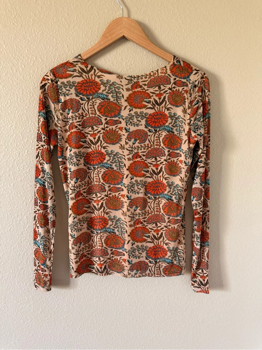Jane and Delancey Rust Floral Wrap-Front Long Sleeve Top
